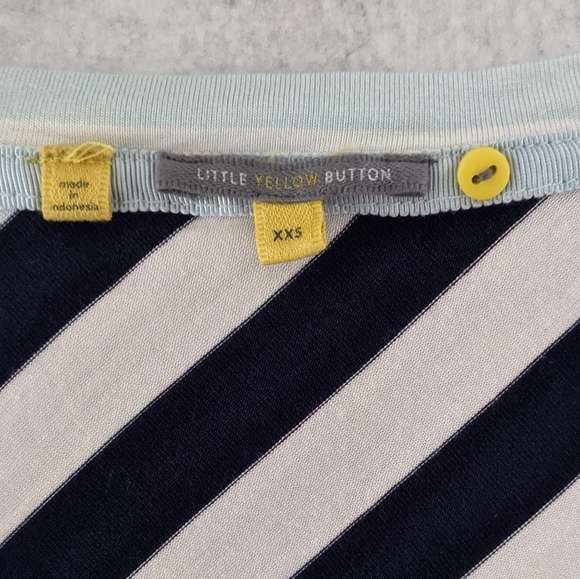 🌼 Anthro's Little Yellow Button Striped Asymmetric Long Knit Tee XXS - Picture 3 of 5